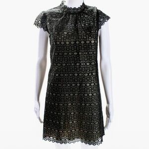 Milly of NY Black Silk Lace Mini Shift Dress Size 2 - Vintage